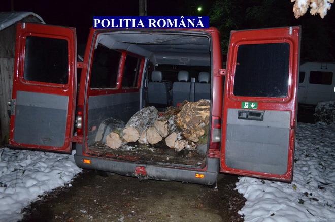Autoutilitare care transportau lemn ilegal, confiscate de Poliţie