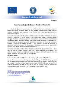 Comunicat – Reabilitarea Staţiei de Epurare Târnăveni finalizată