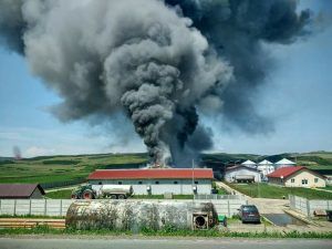 UPDATE FOTO-VIDEO: Incendiu la o fermă de porci din Căpuș, comuna Iclănzel. Apel pentru fermieri