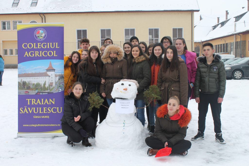 Elevii de la Liceul Agricol profită de vreme: au participat la concursul de oameni de zăpadă!
