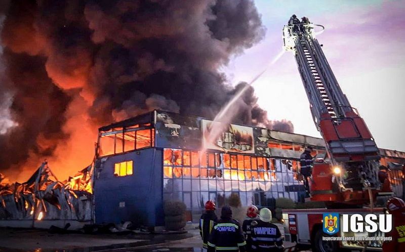 FOTO: Incendiu la cea mai mare hală de prelucrare a condimentelor din sud-estul Europei! Intervenţie eroică a pompierilor!