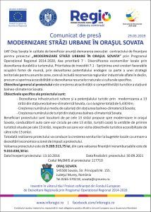 Comunicat de presă: Modernizare străzi urbane în oraşul Sovata