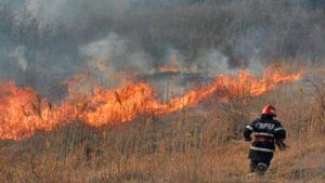 Un nou incendiu de vegetație uscată la Reghin
