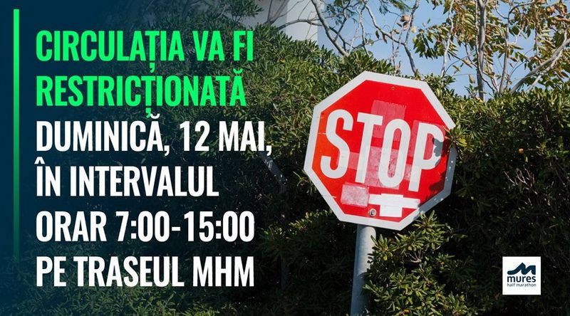 Târgu-Mureş: Circulaţie restricţionată pe traseul Mureş Half Marathon!