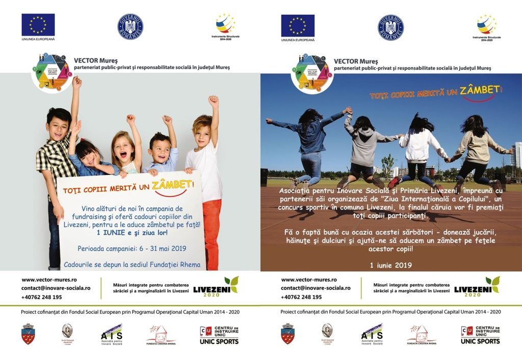 Am lansat Campania de foundraising pentru 1 Iunie – Ziua Internațională a Copilului “TOȚI COPIII MERITĂ UN ZÂMBET!” în Livezeni, judeţul Mureş