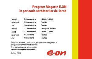 Program Magazin E.ON în perioada sărbătorilor de iarnă