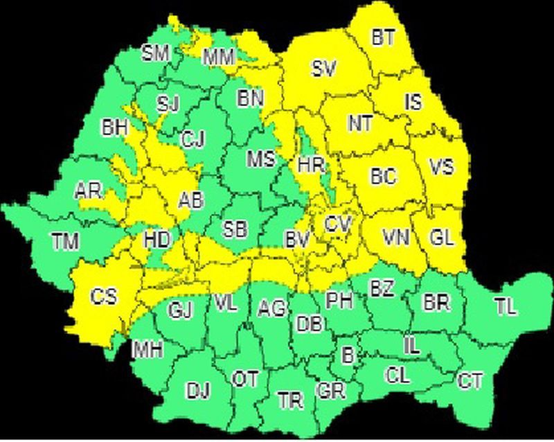 „ȘOC și GROAZĂ”*. Cod galben de ninsori și vânt puternic în nord-estul județului