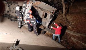 VIDEO: 60 de tăurași salvați din autocamionul răsturnat lângă Sighișoara!