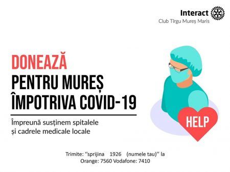 Campania „Donează pentru MUREȘ împotriva COVID-19” demarată de Interact Tîrgu Mureș Maris