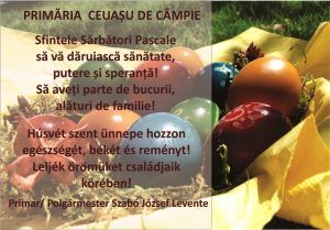 Primăria Ceuașu de Câmpie: „Sfintele Sărbători Pascale să vă dăruiască sănătate, putere și speranță!”
