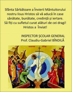Inspectoratul Școlar Județean Mureș – Mesaj de Sfânta Sărbătoare a Învierii Domnului