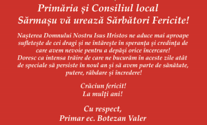 Primăria și Consiliul local Sărmașu vă urează Sărbători Fericite!