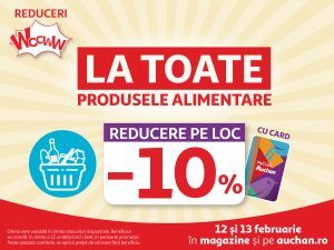 Reduceri Wooww la Auchan în acest weekend:-10% la TOATE produsele alimentare