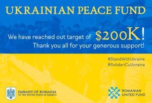 Ambasada României în SUA a strâns fonduri pentru ajutorarea refugiaților din Ucraina