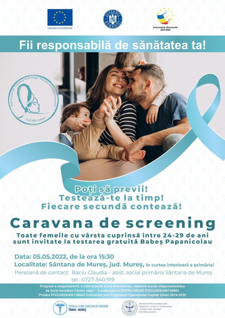 Caravana mobilă pentru screeningul cancerul de col uterin va fi astăzi la Sântana de Mureş