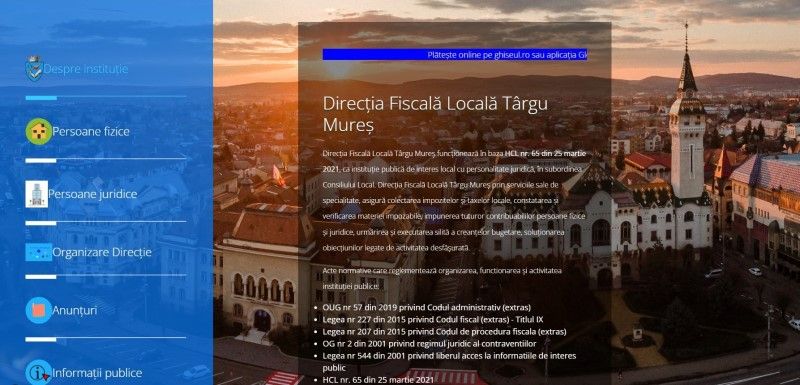 Site nou pentru Direcția fiscală locală Târgu Mureș