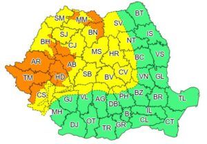 Cod galben de instabilitate atmosferică în județul Mureș