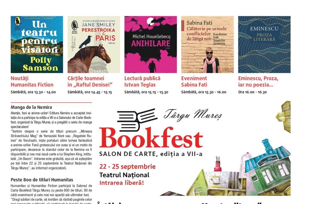 Bookfest Târgu Mureș, Salon de carte, ediția a  VII-a. 22-25 septembrie, Teatrul Național. Intrarea liberă!