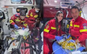 FOTO: Gemeni aduși pe lume într-o ambulanță SMURD, în județul Mureș