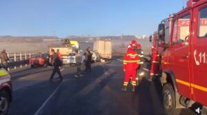 Accident cu 13 autovehicule pe A3, lângă Turda