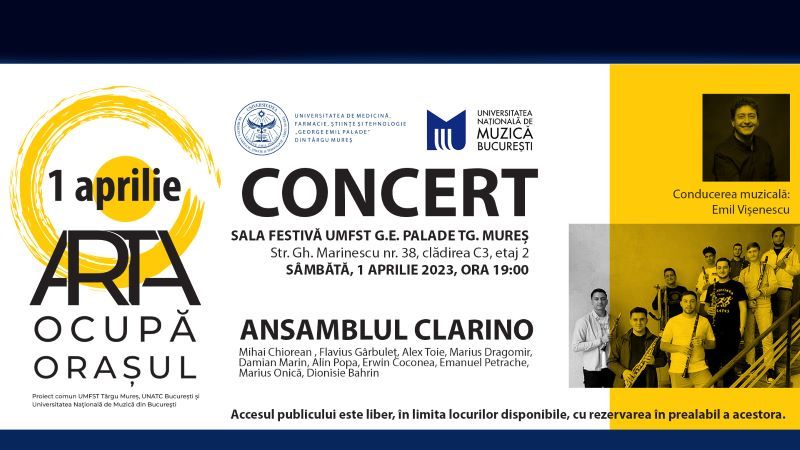 „Weekend cultural la UMFST” – Emil Vișenescu și Ansamblul Clarino, concert în debutul stagiunii de primăvară-vară