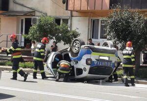 Mașină de Poliție răsturnată la Sighișoara