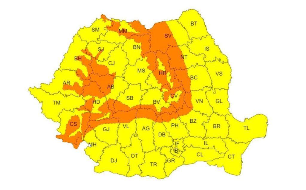 Avertizare meteorologică în județul Mureș