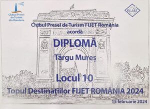 Târgu Mureș, în top 10 destinații turistice din România în 2024